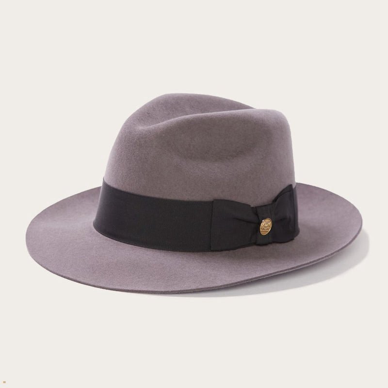 Grey Stetson Temple Wool Men's Fedoras | UK 94ISMUOPT