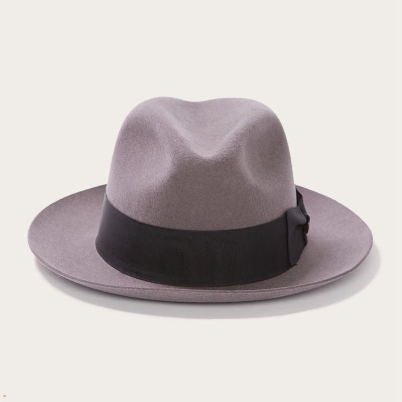 Grey Stetson Temple Wool Men\'s Fedoras | UK 94ISMUOPT