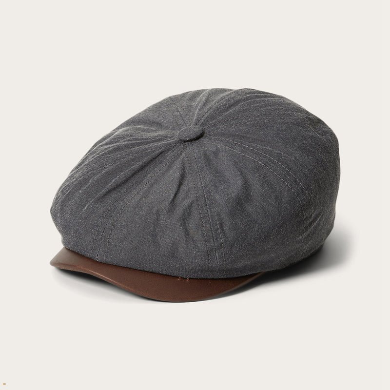 Grey Stetson Waxed Cotton Hatteras Men's Outdoor Hats | UK 08OAJWUBD