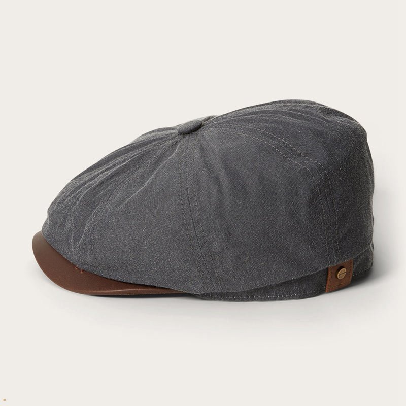 Grey Stetson Waxed Cotton Hatteras Men's Outdoor Hats | UK 08OAJWUBD