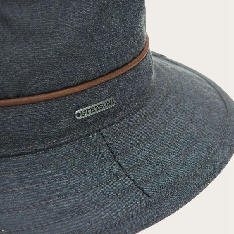 Grey Stetson Waxed Cotton Men's Bucket Hats | UK 08AIMNQGZ