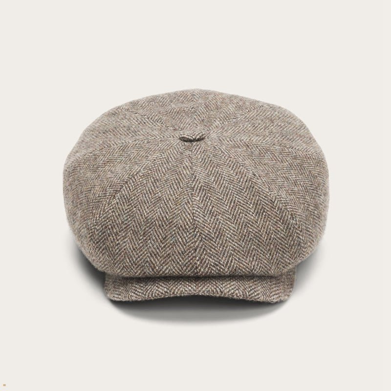 Grey Stetson Wool Herringbone Hatteras Women\'s Caps | UK 98VDKRLJZ