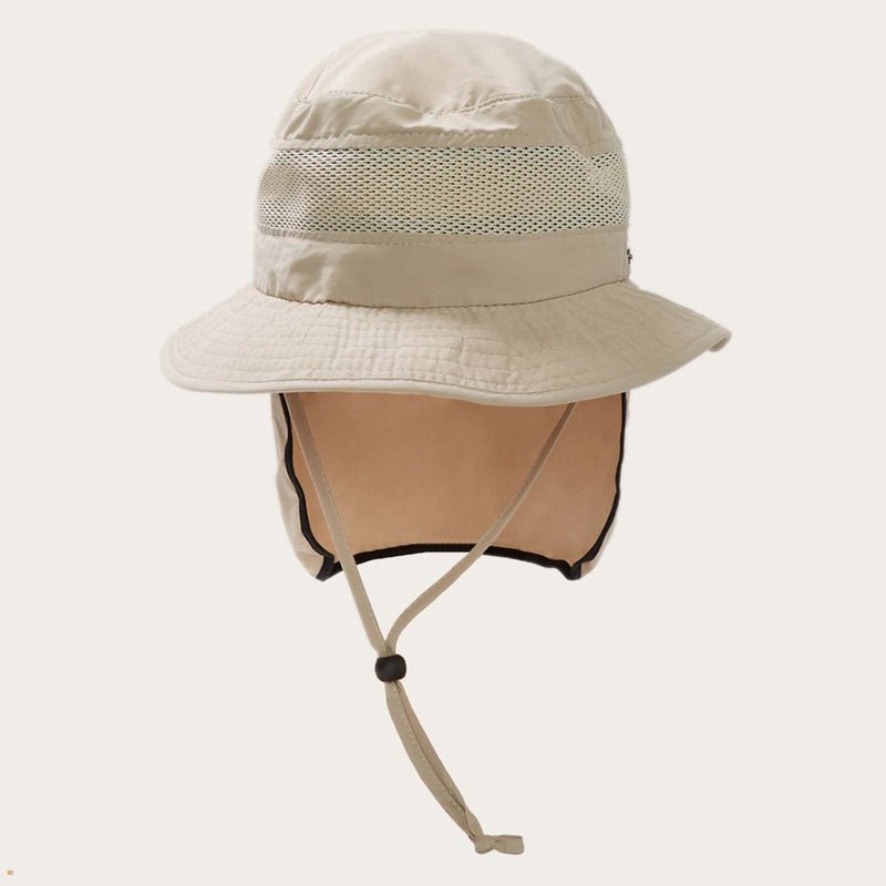 Khaki Stetson Switchback \'No Fly Zone\' Mesh Women\'s Bucket Hats | UK 84XREUJPZ