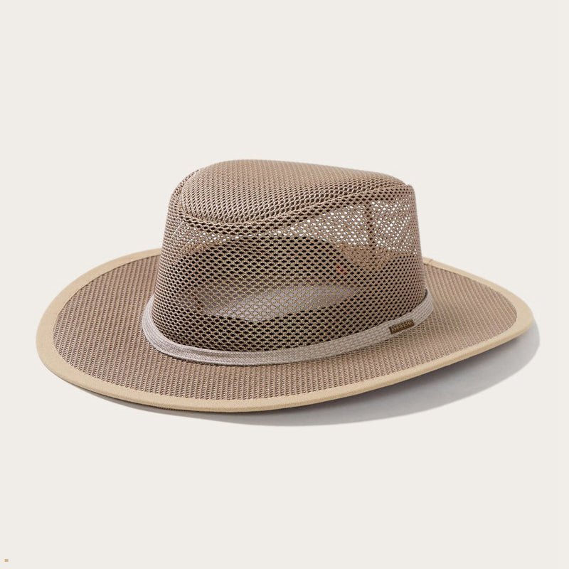 Light Brown Stetson Grand Canyon Mesh Safari Men's Outdoor Hats | UK 14FIQJLSM