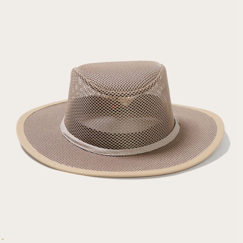 Light Brown Stetson Grand Canyon Mesh Safari Men\'s Outdoor Hats | UK 14FIQJLSM