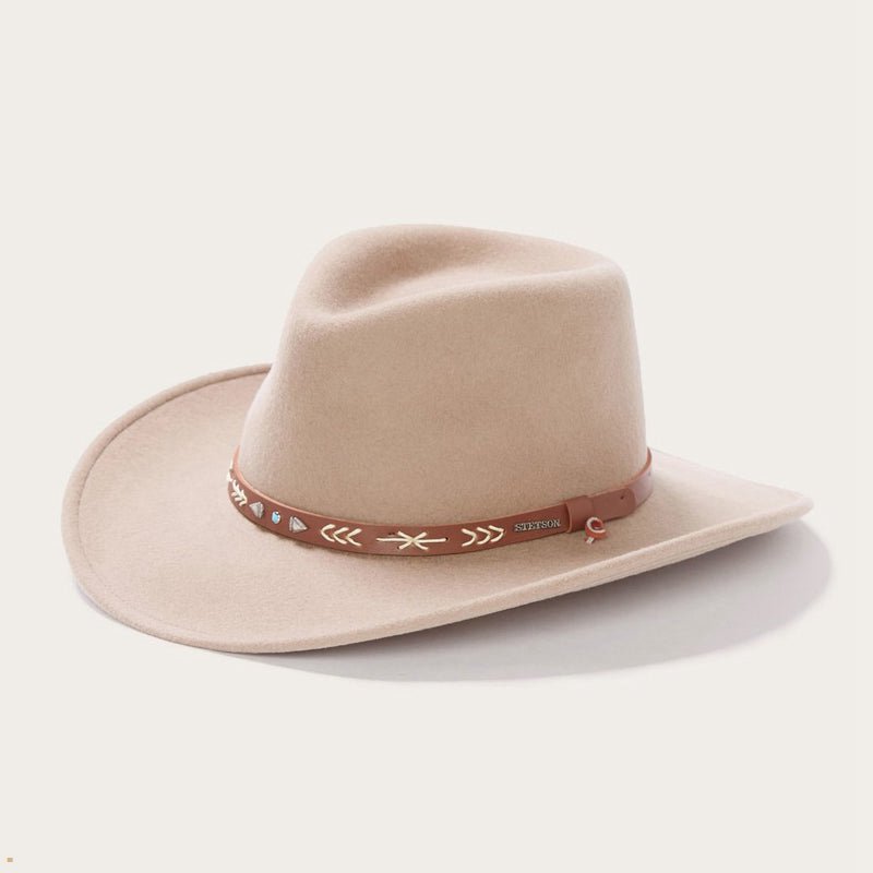 Light Brown Stetson Santa Fe Men's Outdoor Hats | UK 04EKJWHNL