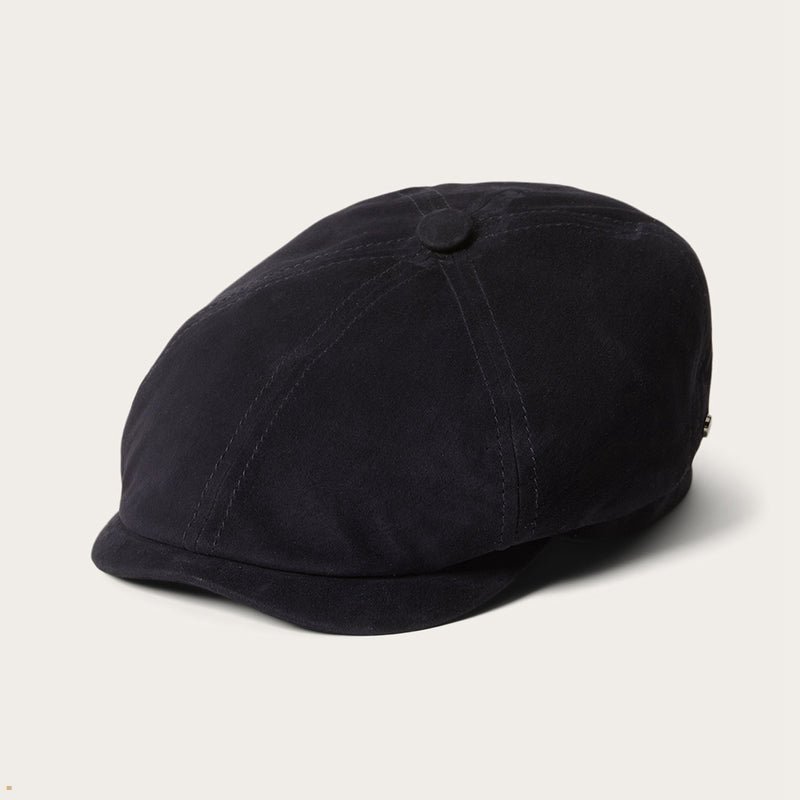 Navy Stetson Brooklyn 6-Panel Suede Men's Caps | UK 56LPZEWOH