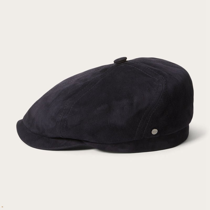 Navy Stetson Brooklyn 6-Panel Suede Men's Caps | UK 56LPZEWOH