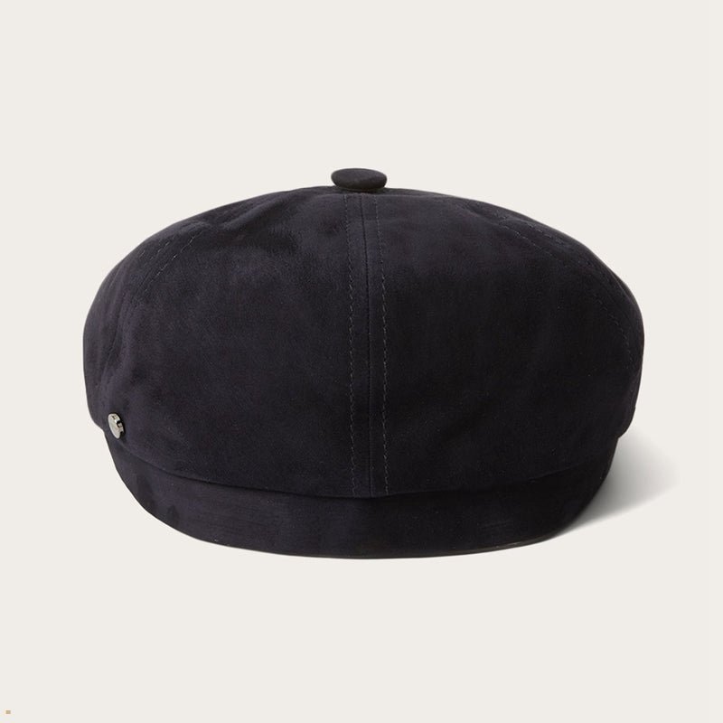 Navy Stetson Brooklyn 6-Panel Suede Men's Caps | UK 56LPZEWOH