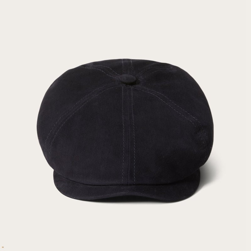 Navy Stetson Brooklyn 6-Panel Suede Men\'s Caps | UK 56LPZEWOH