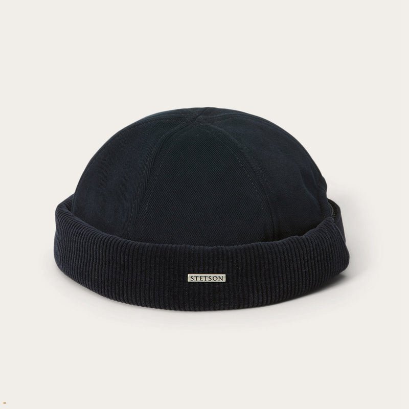 Navy Stetson Docker Soft Cotton Men's Caps | UK 71ZOXRAIS