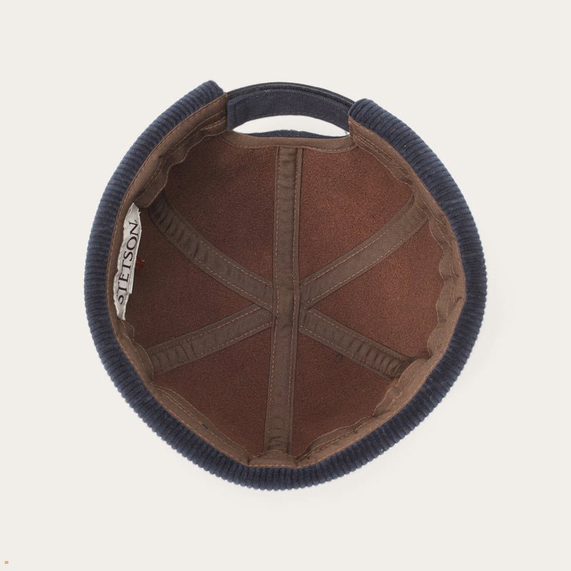 Navy Stetson Docker Soft Cotton Men's Caps | UK 71ZOXRAIS