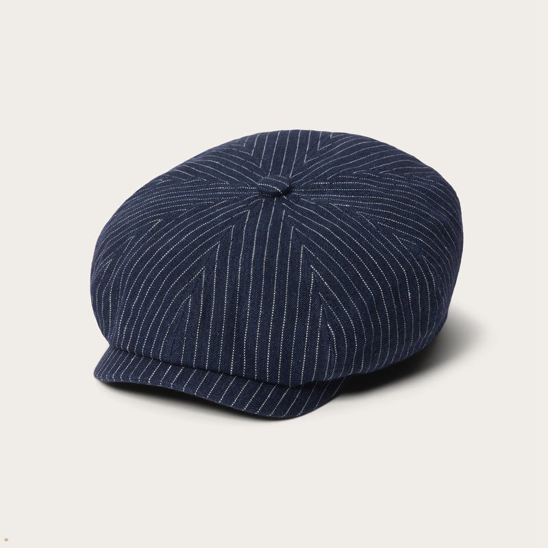 Navy Stetson Hatteras Linen/Virgin Wool Men's Caps | UK 48SYJHDRC