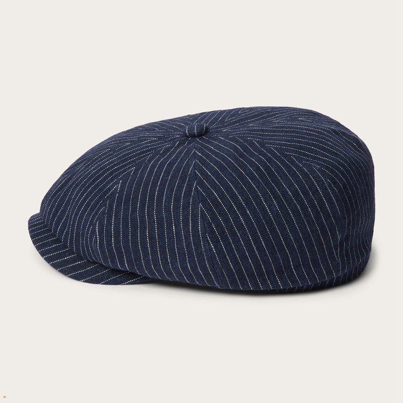 Navy Stetson Hatteras Linen/Virgin Wool Men's Caps | UK 48SYJHDRC