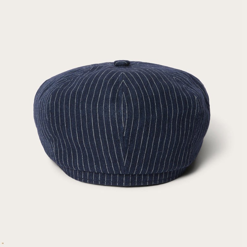 Navy Stetson Hatteras Linen/Virgin Wool Men's Caps | UK 48SYJHDRC