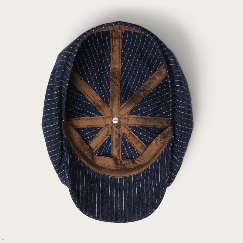 Navy Stetson Hatteras Linen/Virgin Wool Men's Caps | UK 48SYJHDRC