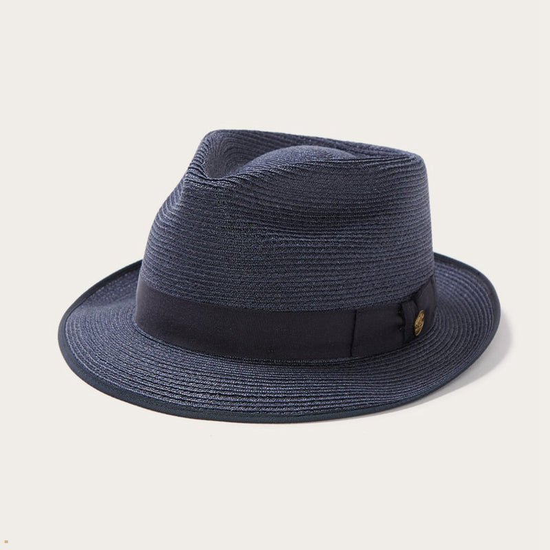 Navy Stetson Inwood Hemp Men's Fedoras | UK 65FQMKSYL