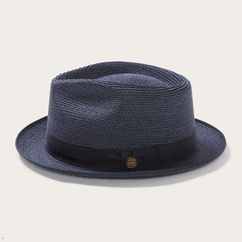 Navy Stetson Inwood Hemp Men's Fedoras | UK 65FQMKSYL