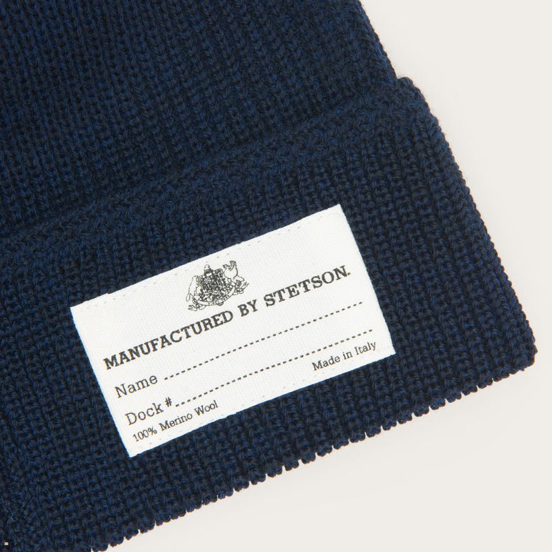 Navy Stetson Merino Wool Women's Beanie | UK 23EORNTMS