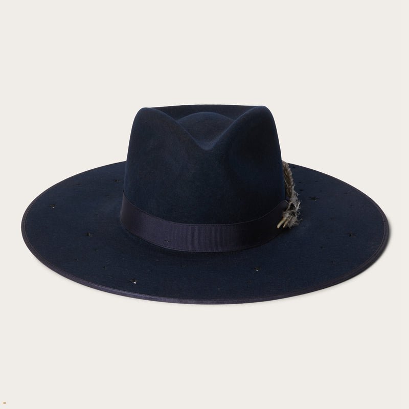 Navy Stetson Night Sky S Men\'s Fedoras | UK 57BHVSXDR