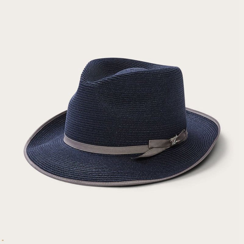 Navy Stetson Stratoliner Hemp Men's Fedoras | UK 23UGYNBLR