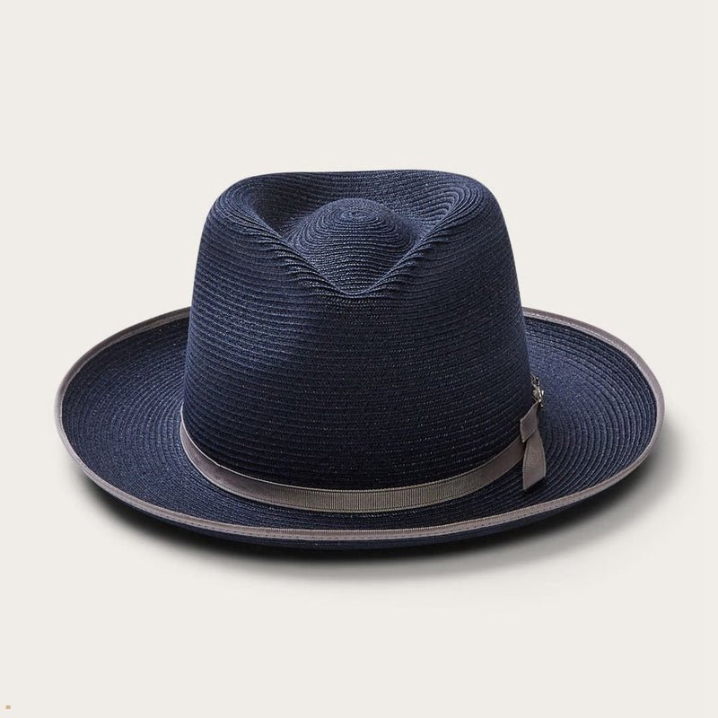 Navy Stetson Stratoliner Hemp Men\'s Fedoras | UK 23UGYNBLR