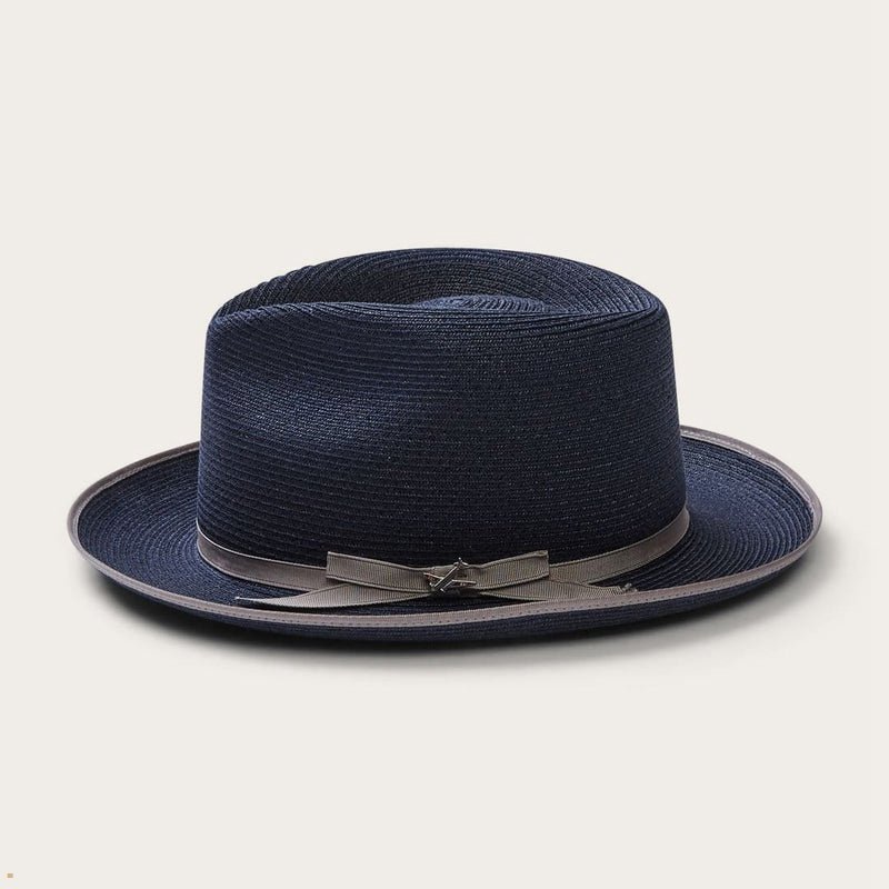 Navy Stetson Stratoliner Hemp Women's Fedoras | UK 27PGLRHWO