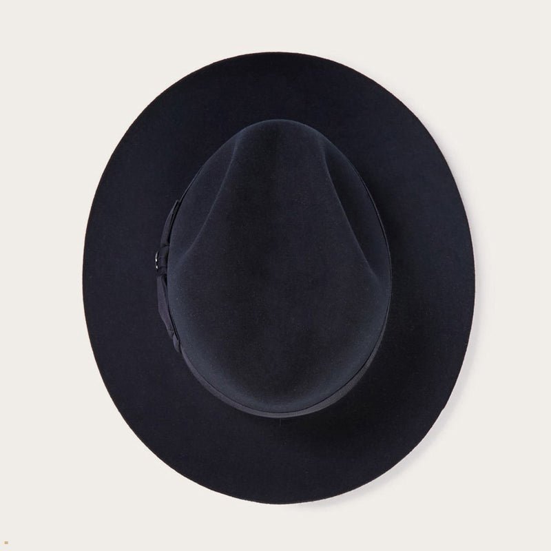 Navy Stetson Temple Women's Fedoras | UK 32TQJWMZI