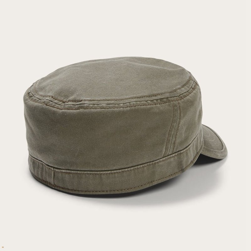 Olive Stetson Cotton Army Men's Caps | UK 08MNOHFIS