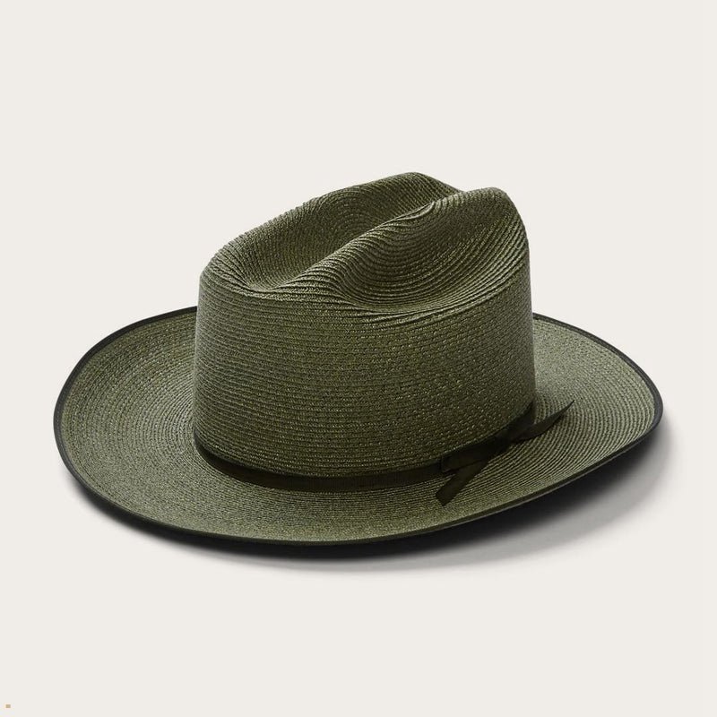 Olive Stetson Hemp Straw Open Road Men's Western Hats | UK 35FEOXUKG