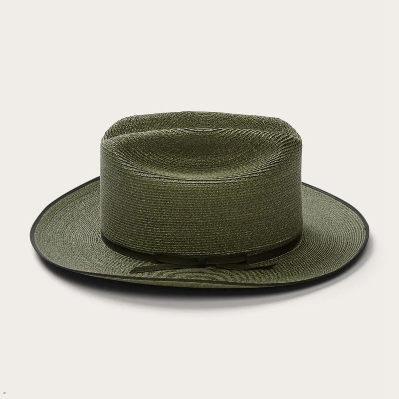 Olive Stetson Hemp Straw Open Road Men's Western Hats | UK 35FEOXUKG