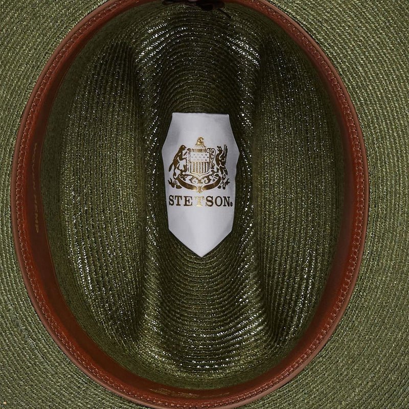 Olive Stetson Hemp Straw Open Road Men's Fedoras | UK 67IVEPRQN