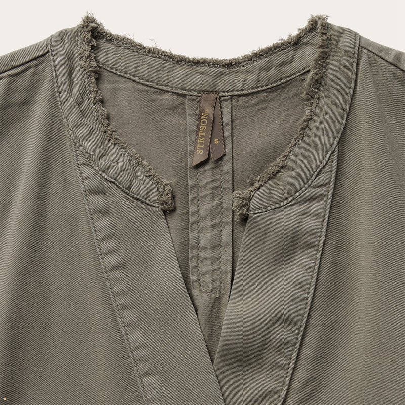 Olive Stetson Lyocell Twill Peasant Top Women's Shirts | UK 21GRVPWAU