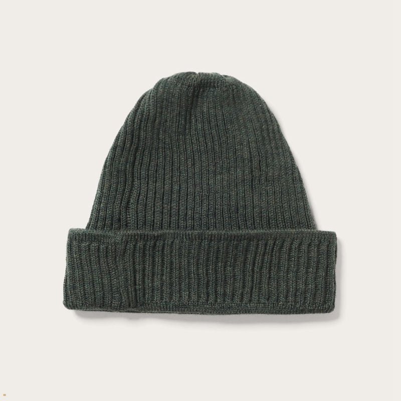 Olive Stetson Merino Wool Men's Beanie | UK 31GNXCDOS