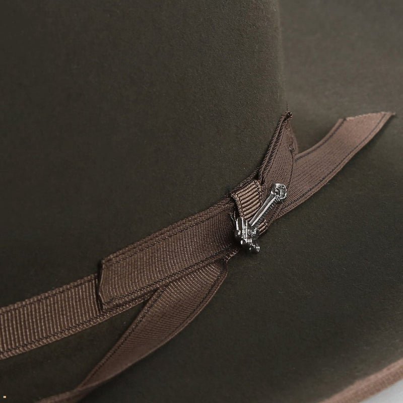 Olive Stetson Open Road Royal Deluxe Men's Fedoras | UK 72JMYRTSN