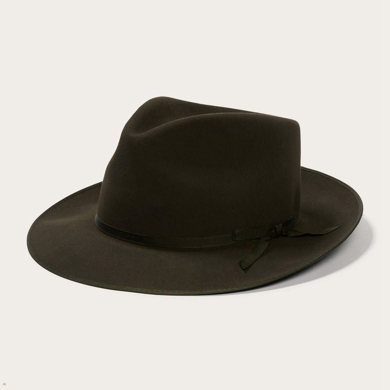 Olive Stetson Stratoliner Men's Fedoras | UK 16JGTXEVU