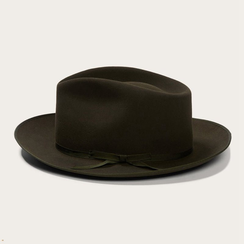 Olive Stetson Stratoliner Men's Fedoras | UK 16JGTXEVU