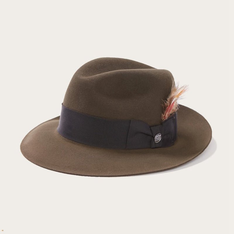 Olive Stetson Temple Men's Fedoras | UK 15UZYHJAO