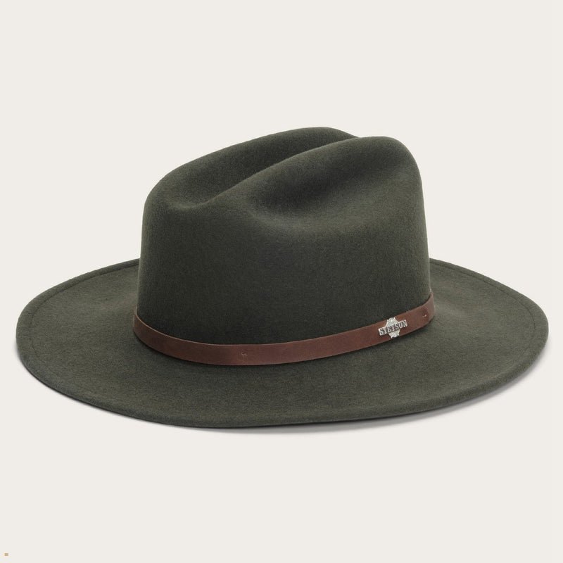 Olive Stetson The Route 66 Men's Outdoor Hats | UK 65OUJHFPK