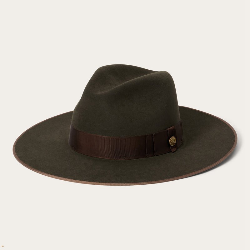 Olive Stetson Tri-City Men's Fedoras | UK 51SEDTXQM