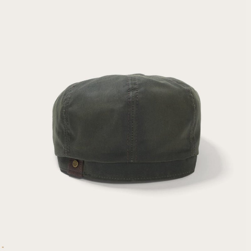 Olive Stetson Waxed Cotton Hatteras Cap Men's Outdoor Hats | UK 94USIJFTV