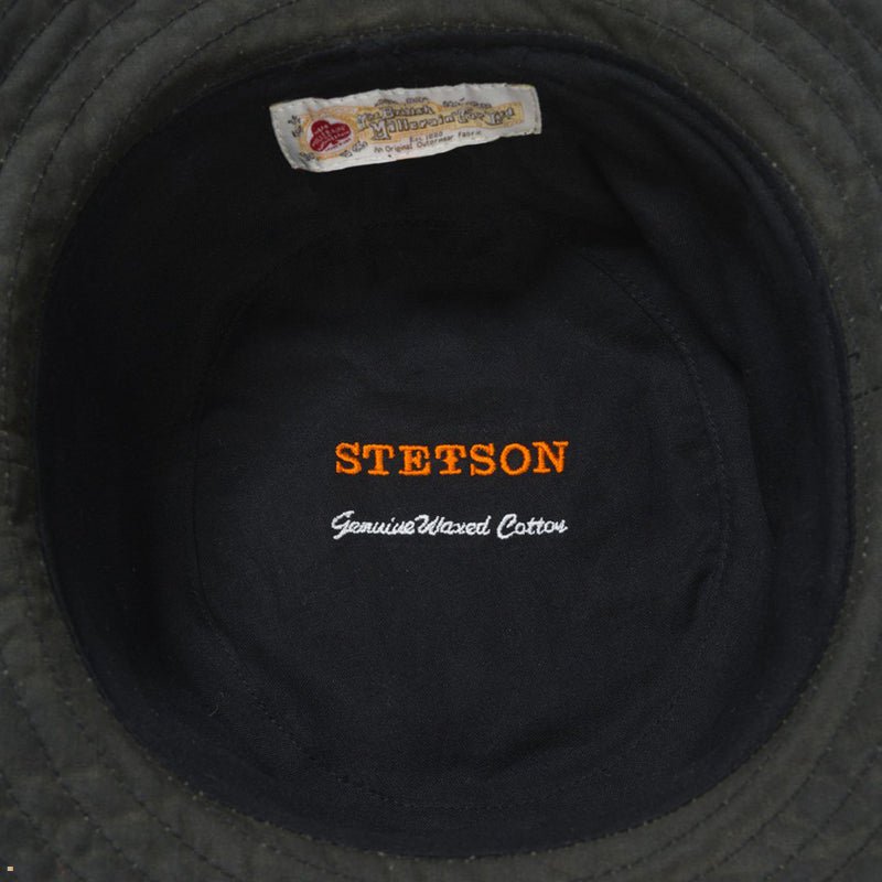 Olive Stetson Waxed Cotton Men's Bucket Hats | UK 74YSIPJUD