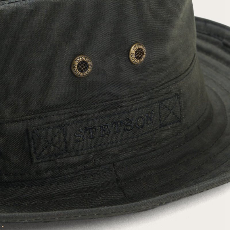 Olive Stetson Waxed Cotton Men's Bucket Hats | UK 74YSIPJUD