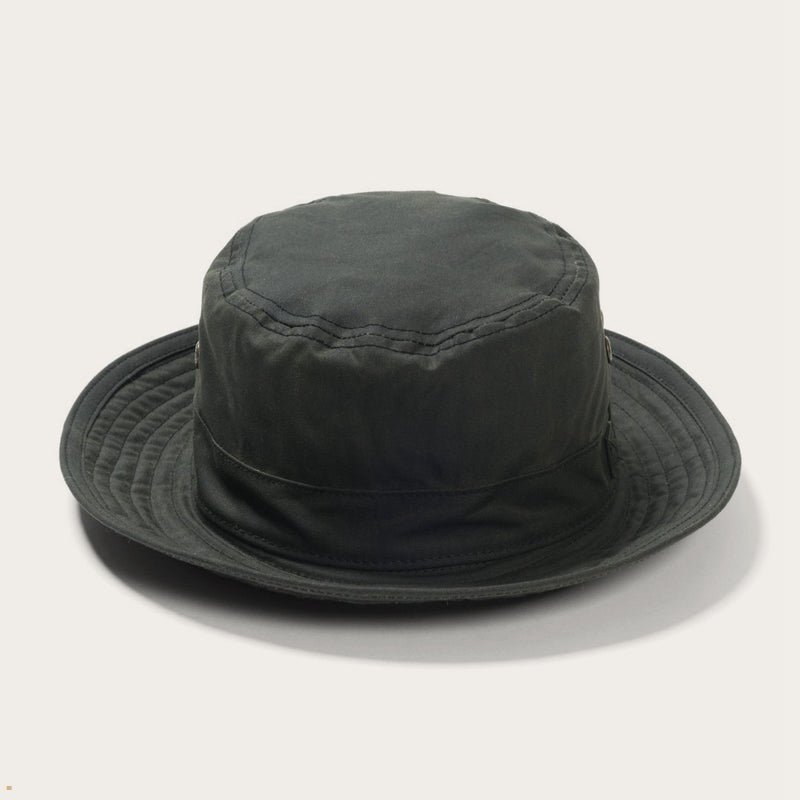 Olive Stetson Waxed Cotton Men\'s Bucket Hats | UK 74YSIPJUD