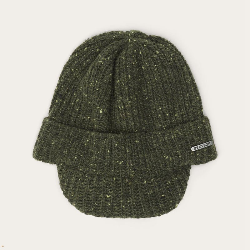 Olive Stetson Wool/Polyamide Women\'s Beanie | UK 58OUMLHBC