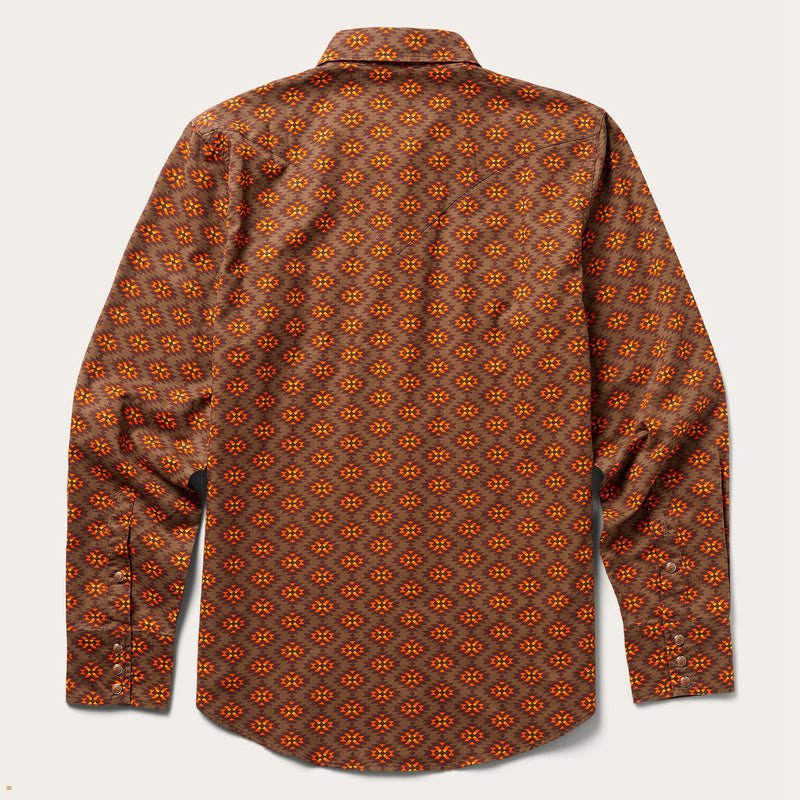 Orange Stetson Diamondback Western Men's Shirts | UK 41CNGEIJB