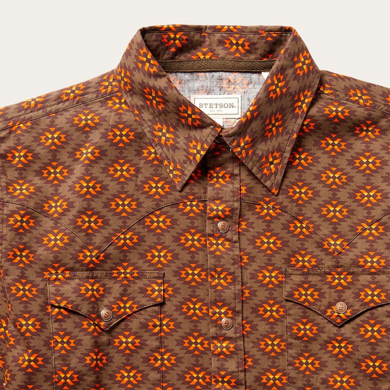 Orange Stetson Diamondback Western Men's Shirts | UK 41CNGEIJB