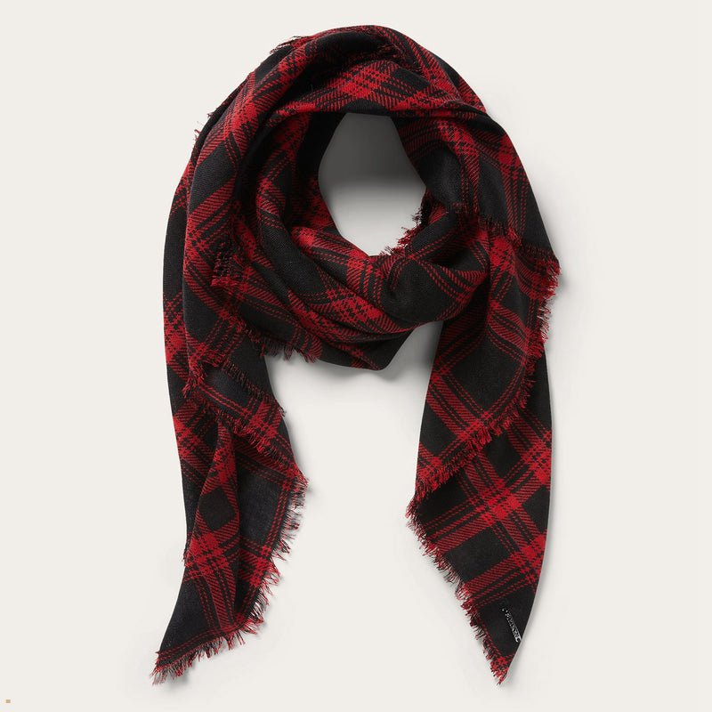 Red Black Stetson Shadow Plaid Men\'s Scarves | UK 86ZPDHJYV