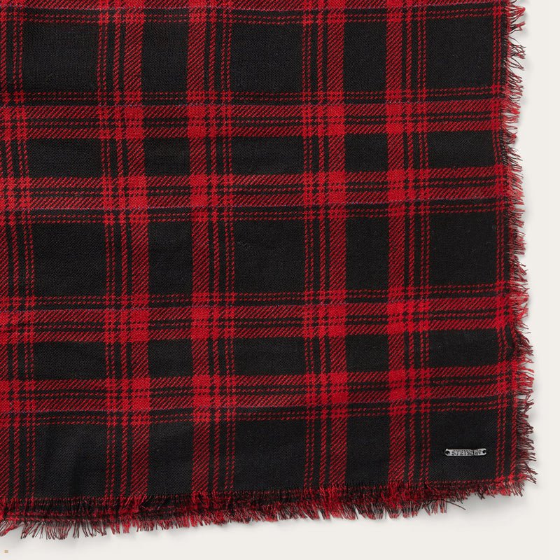 Red Black Stetson Shadow Plaid Women's Scarves | UK 04WUDPAJT