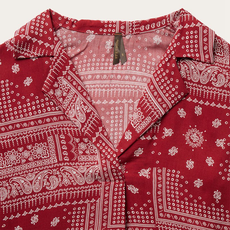 Red Stetson Bandana Patchwork Women's Blouse | UK 67RZQDCMF